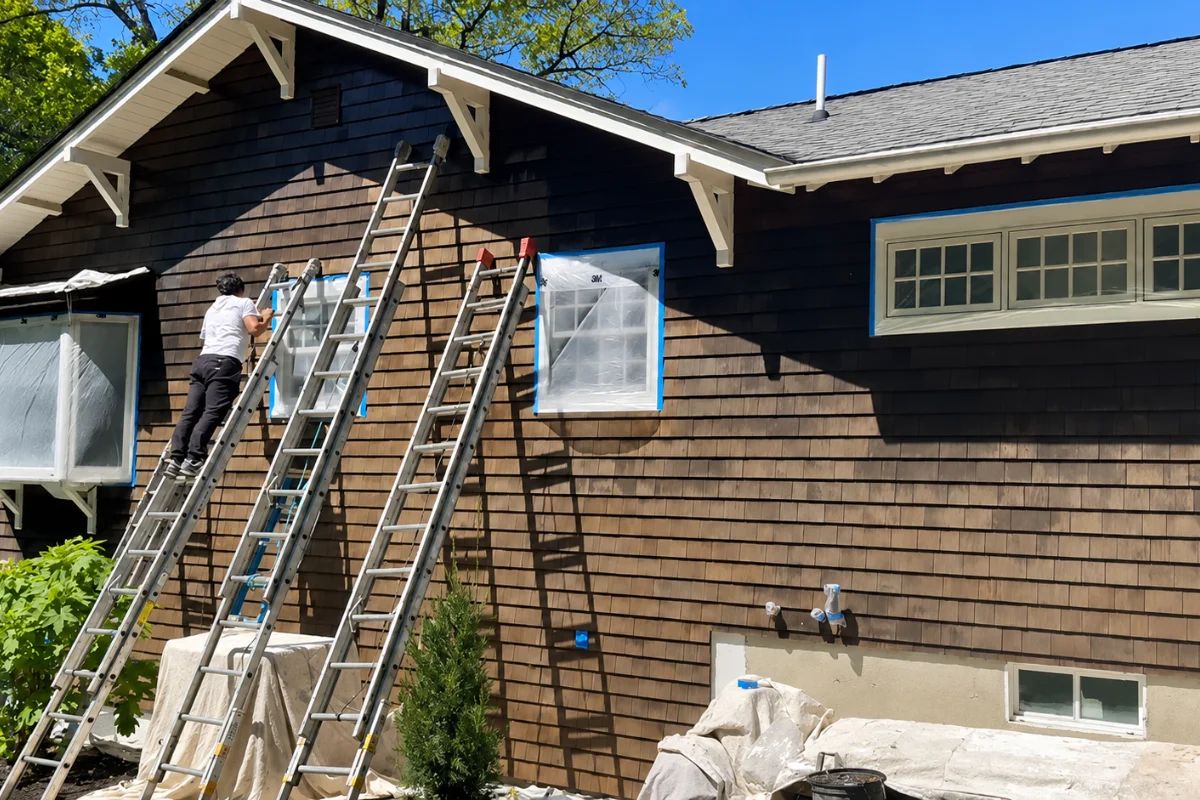 Before project - Encalada Painting Before photo of project preparation in Bedford, MA - Encalada Painting
