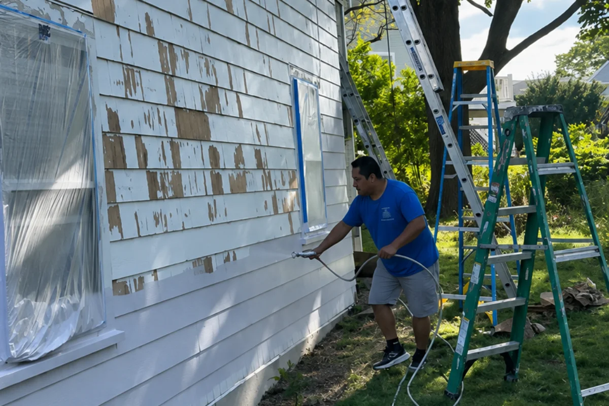 Before photo of project preparation in Hamilton, MA - Encalada Painting